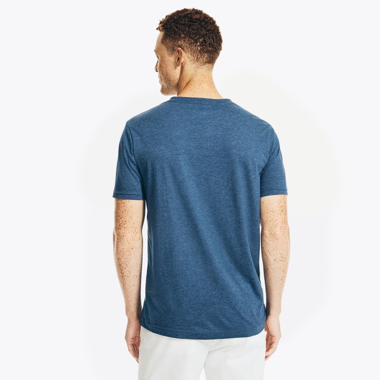 Men's Nautica Heathered V-neck T Shirts Blue | H74MRKJc