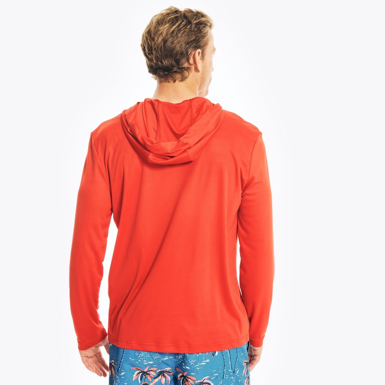 Men's Nautica Hooded Long-sleeve Swimwear Red | 1nqJ7hi7