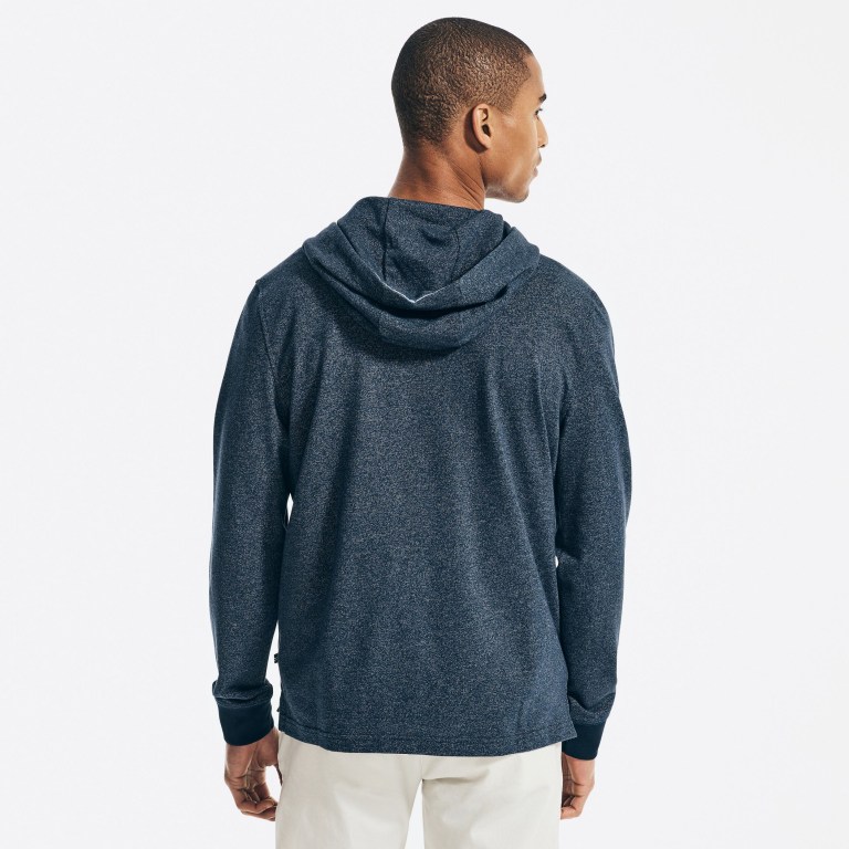 Men's Nautica Hooded Long-sleeve T Shirts Navy | OyQaFmjg