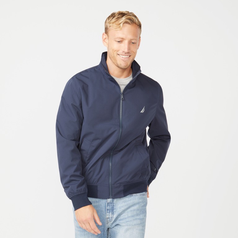 Men's Nautica Lightweight Rainbreaker Bomber Jackets Navy | 6wrrJKaJ