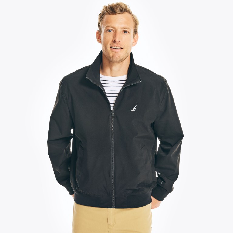 Men's Nautica Lightweight Rainbreaker Bomber Jackets Black | Ik33zRsp