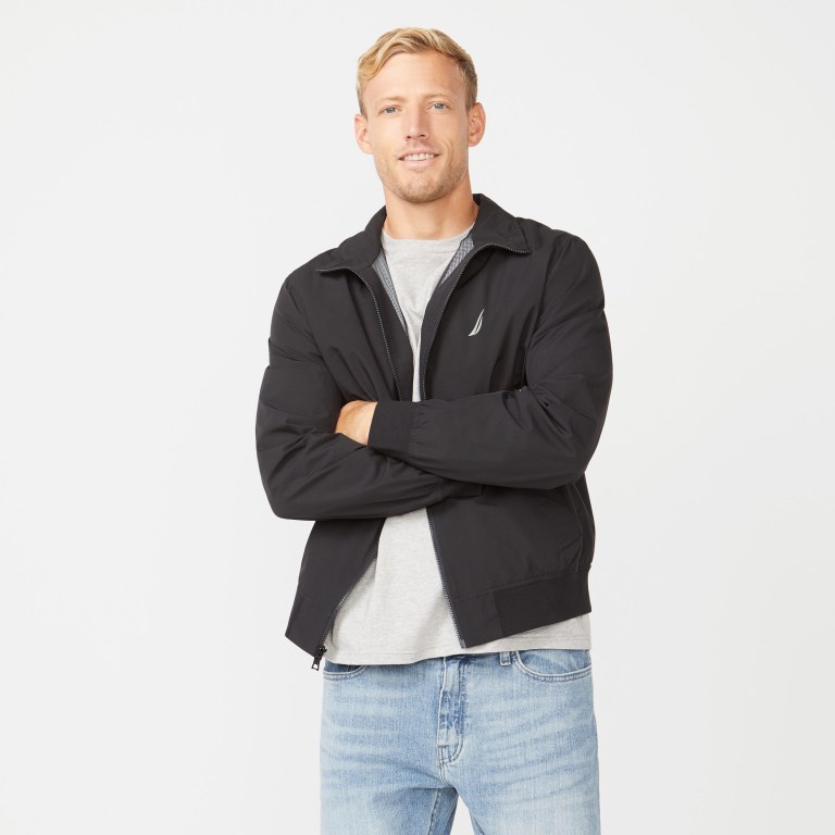 Men's Nautica Lightweight Rainbreaker Bomber Jackets Black | Ik33zRsp