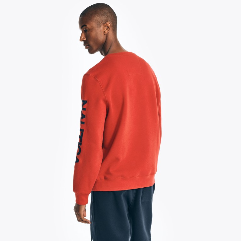 Men's Nautica Logo Crewneck Sweatshirts Red | 78kDaL37