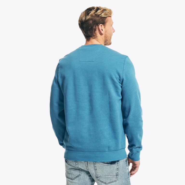 Men's Nautica Logo Crewneck Sweatshirts Blue | IpkAb65J