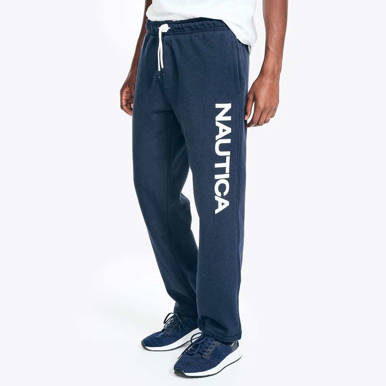 Men's Nautica Logo Fleece Sweatpants Navy | yRq59S5Y