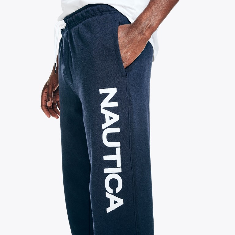 Men's Nautica Logo Fleece Sweatpants Navy | yRq59S5Y