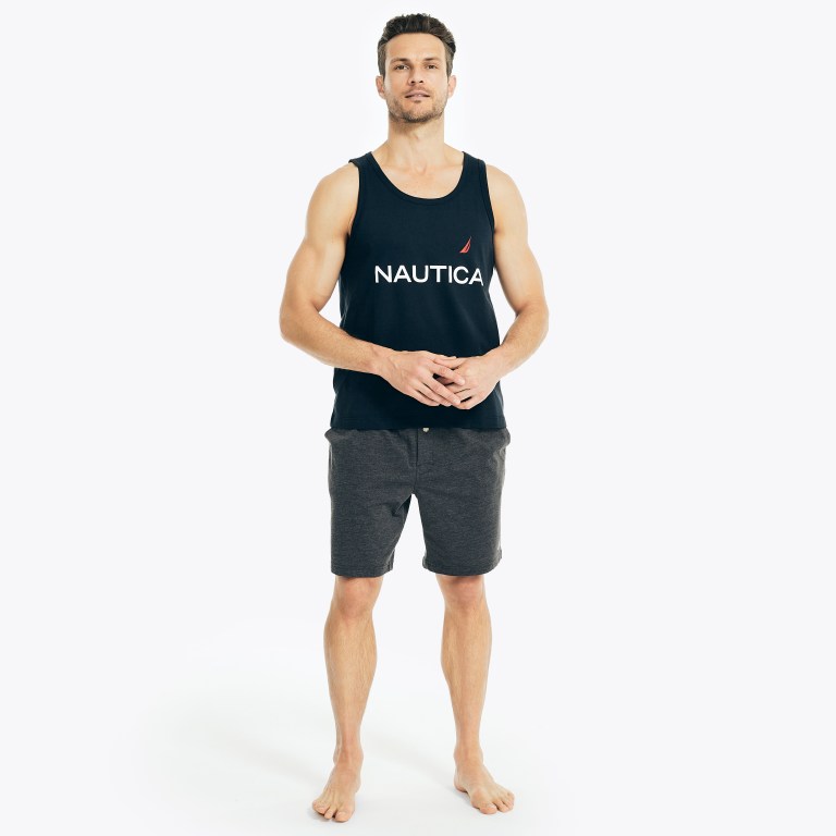 Men's Nautica Logo Graphic Sleep Tank T Shirts Navy | S8mGj5TJ