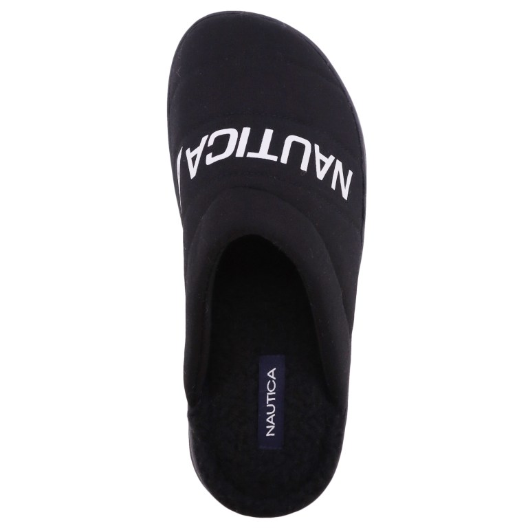 Men's Nautica Logo Jersey Slippers Black | 0BvgwLUF