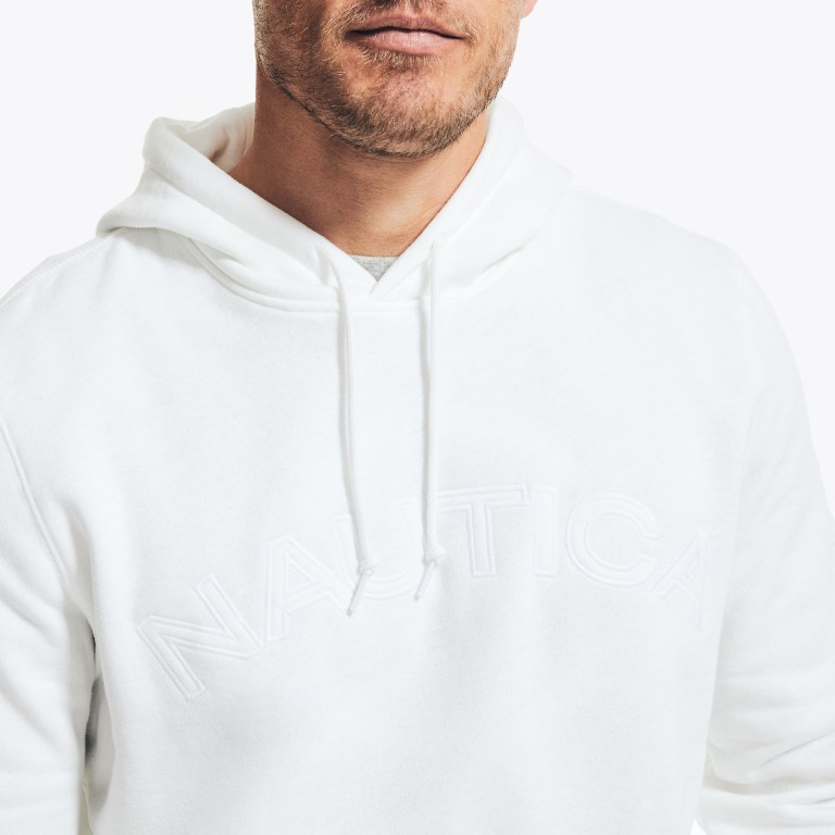 Men's Nautica Logo Pullover Hoodie Sweatshirts White | 5rfyANI6