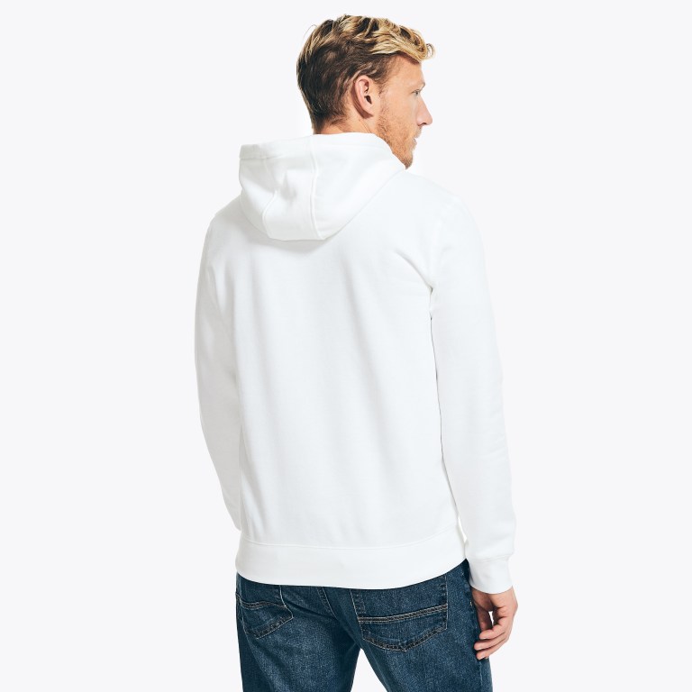 Men's Nautica Logo Pullover Hoodie Sweatshirts White | 5rfyANI6