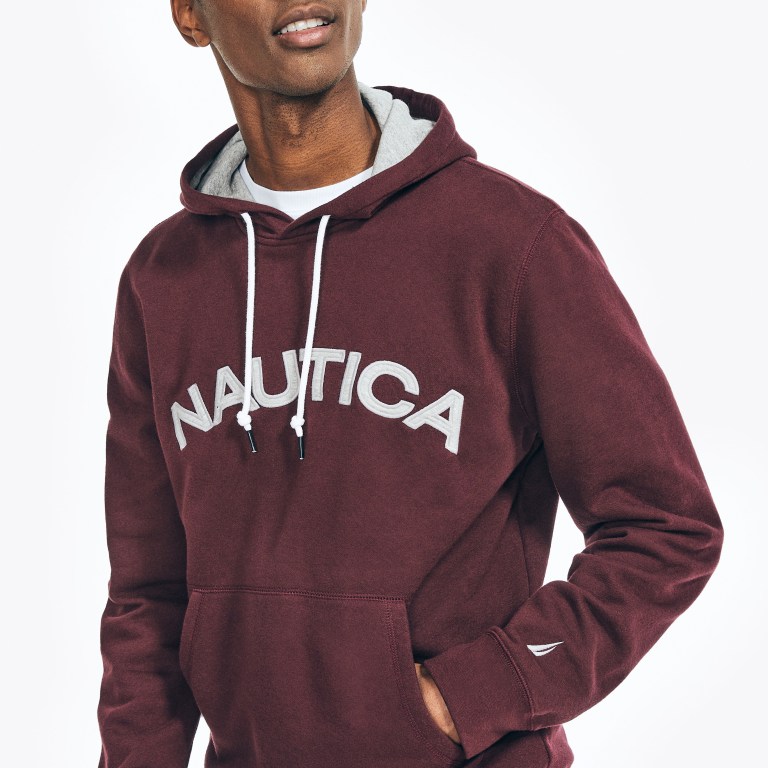 Men's Nautica Logo Pullover Hoodie Sweatshirts Red | oyEjc8x1