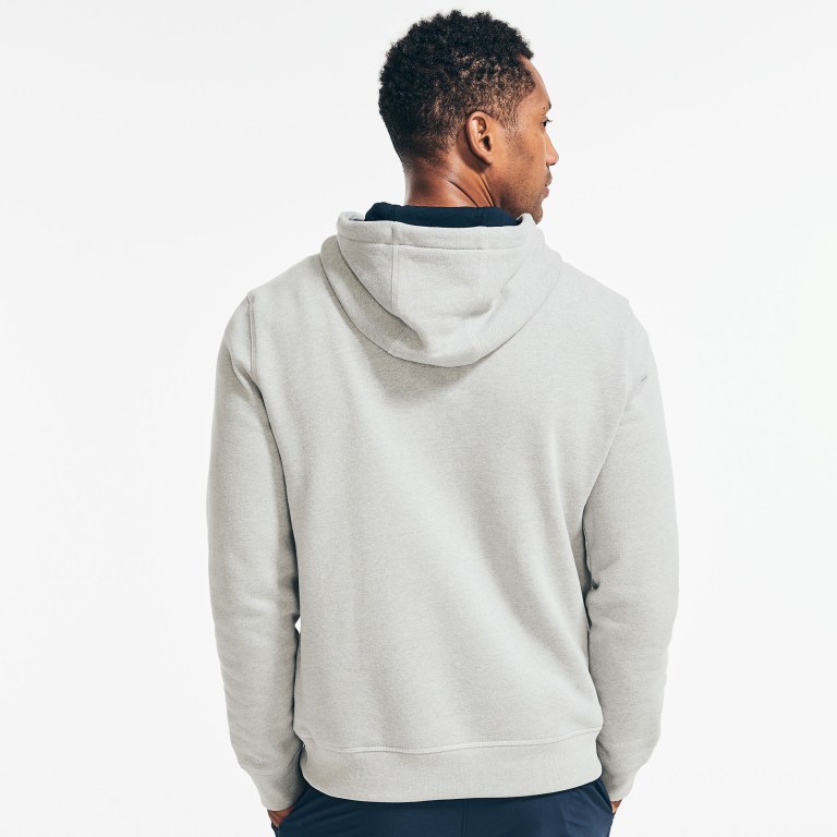 Men's Nautica Logo Pullover Hoodie Sweatshirts Grey | qGWXbjPa