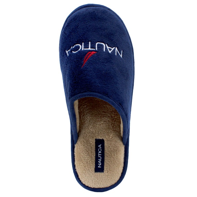 Men's Nautica Logo Terry Slippers Blue | mNAzxwpC