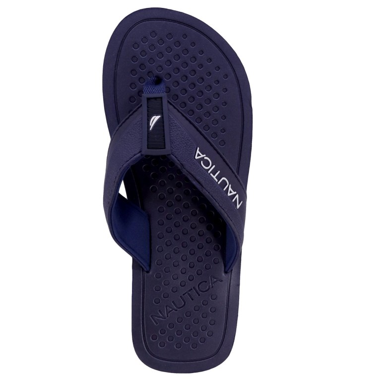 Men's Nautica Logo Thong Flip Flops Blue | WZNPVq4S