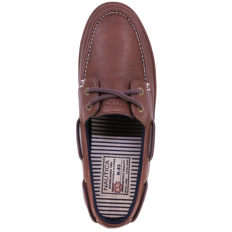 Men's Nautica Logo-debossed Boat Shoes Brown | Mxowufat