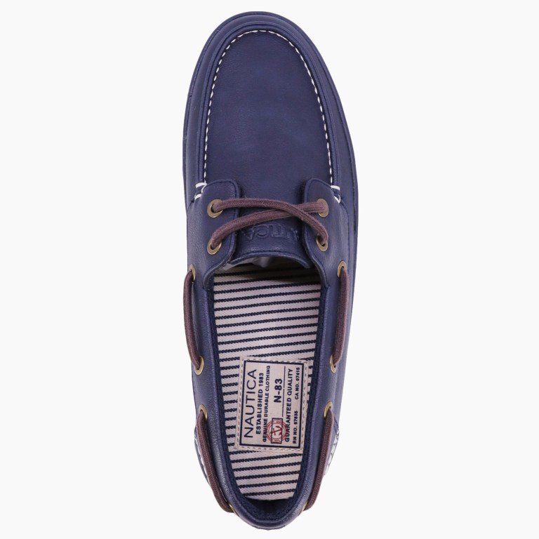 Men's Nautica Logo-debossed Boat Shoes Navy | y4npgqZC