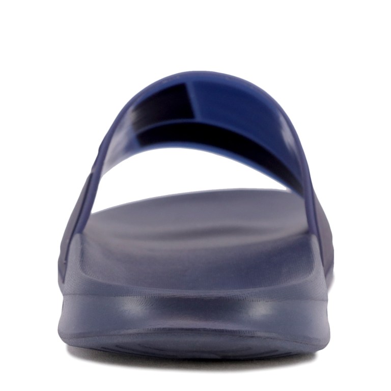 Men's Nautica Logo-embossed Slides Blue | UARBnrsD