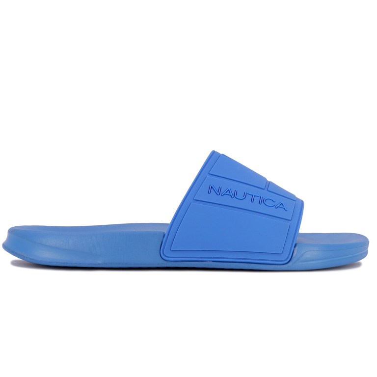 Men's Nautica Logo-embossed Slides Navy | zMxW8QGv