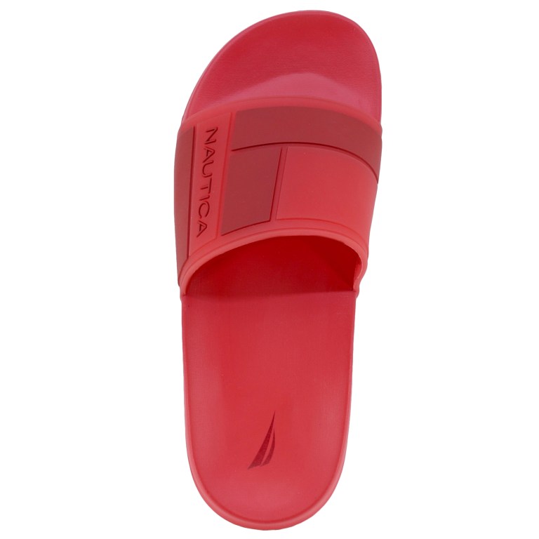 Men's Nautica Logo-embossed Slides Red / Orange | 0BN1oLOw