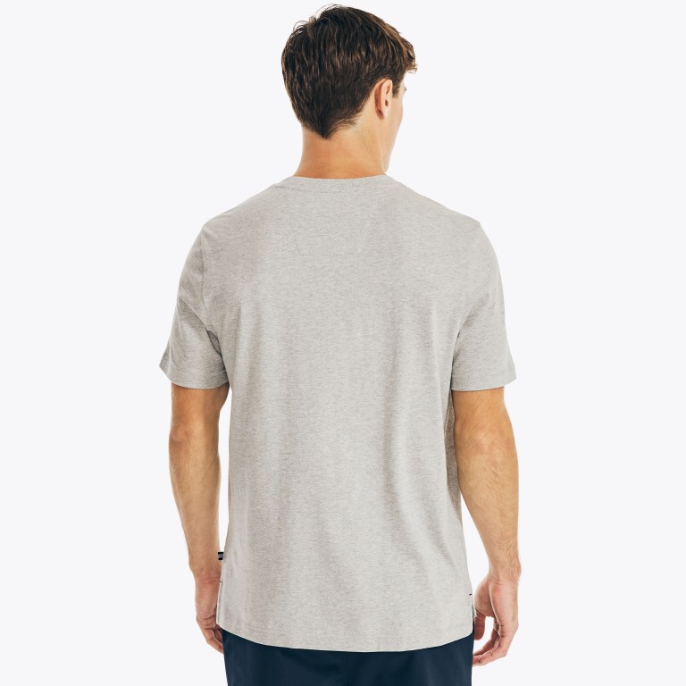 Men's Nautica Logo -sleeve Henley T Shirts Grey | ds2XQIIu