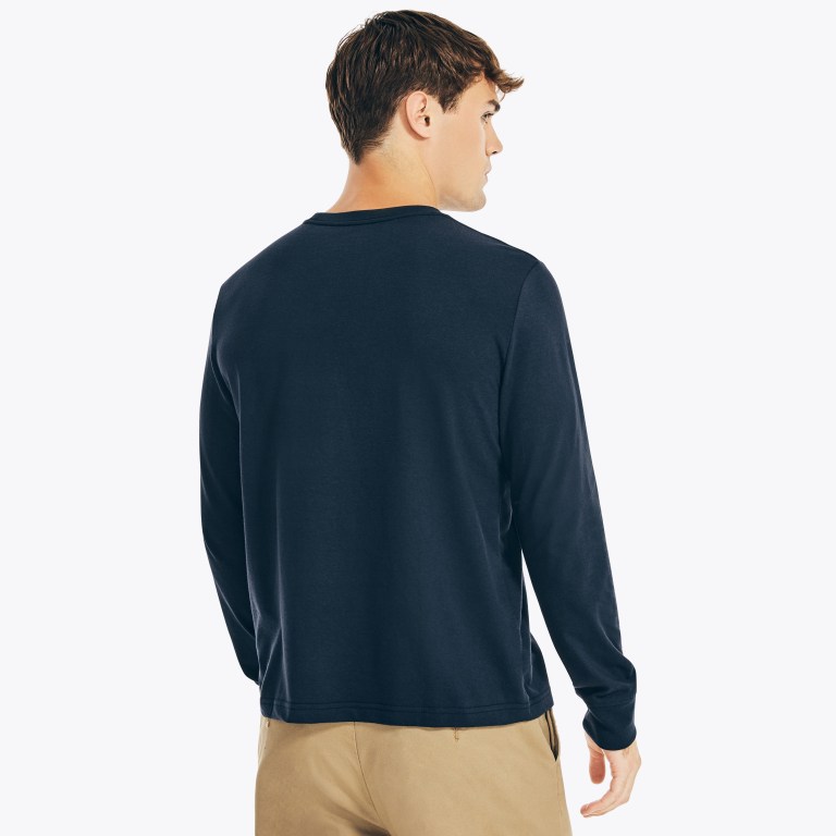 Men's Nautica Nautica Co. Sustainably Crafted Graphic Long-sleeve T Shirts Navy | hN7kO1iR