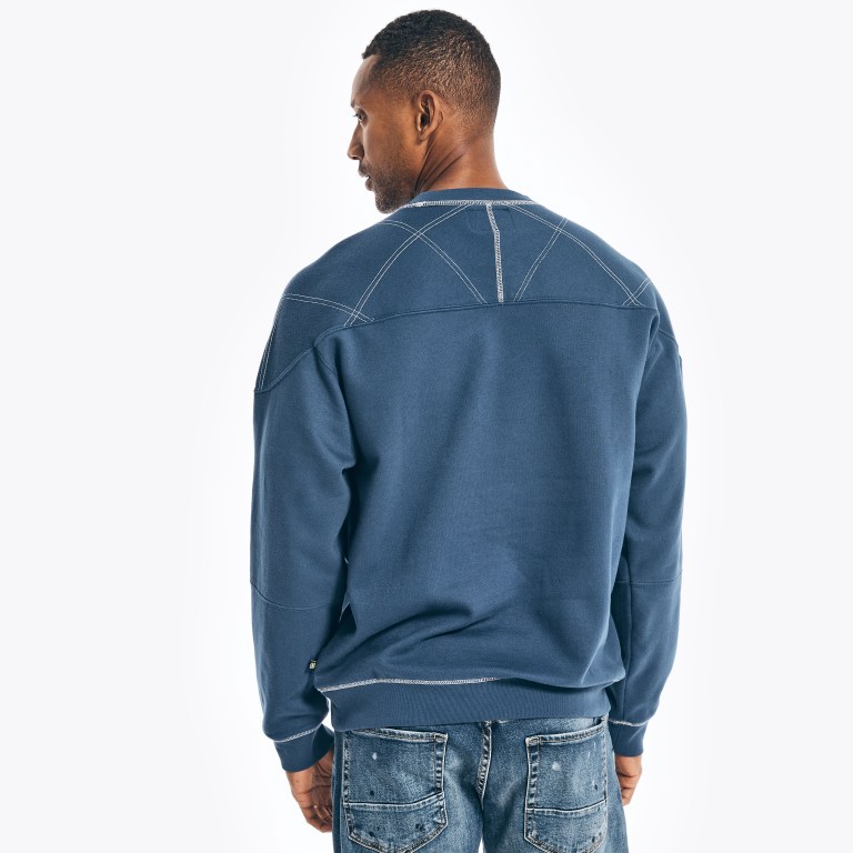 Men's Nautica Nautica Co. Sustainably Crafted Crewneck Sweatshirts Blue | uTwf1wIR