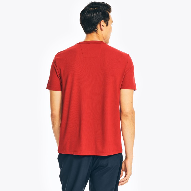 Men's Nautica Navtech Chest-stripe Crewneck T Shirts Red | Hn1zUEfl