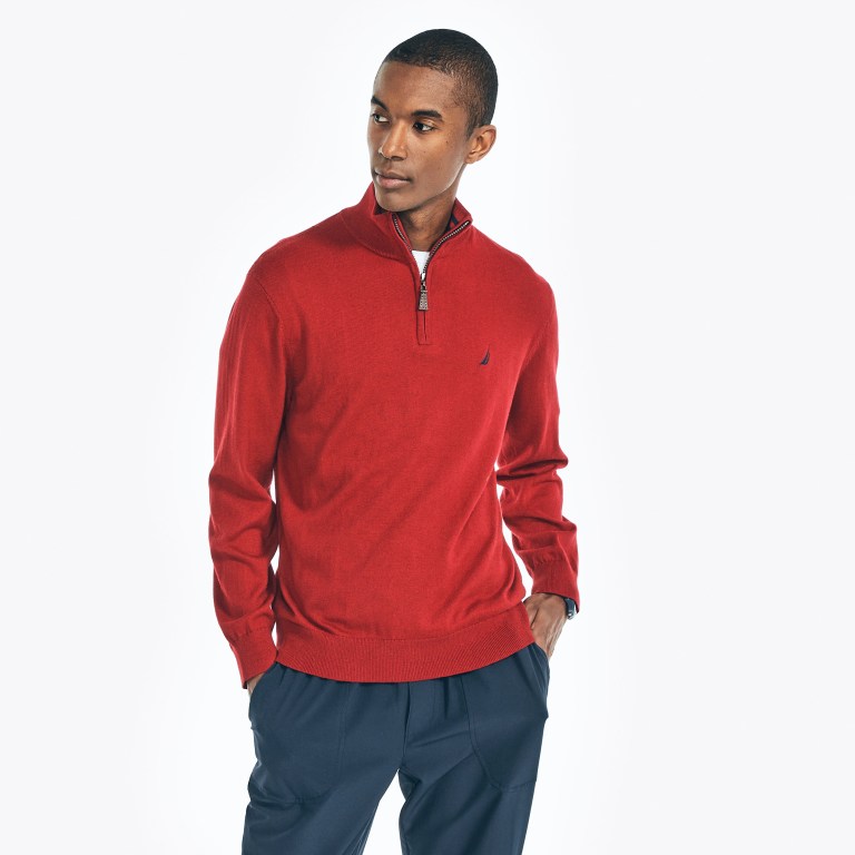 Men\'s Nautica Navtech Quarter-zip Sweaters Red | 4Fsn5tYk