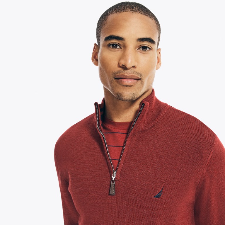 Men's Nautica Navtech Quarter-zip Sweaters Red | EBaJ0zwq