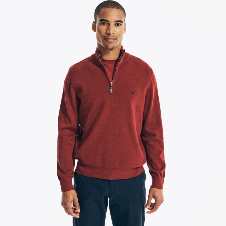 Men\'s Nautica Navtech Quarter-zip Sweaters Red | EBaJ0zwq