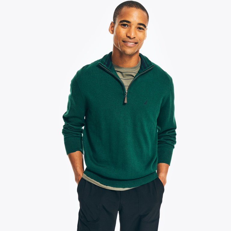 Men's Nautica Navtech Quarter-zip Sweaters Green | EXlw7a5P