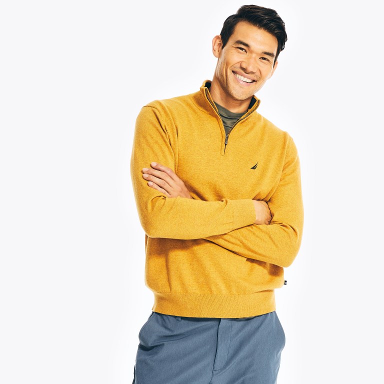 Men's Nautica Navtech Quarter-zip Sweaters Gold | JUrgoYRg