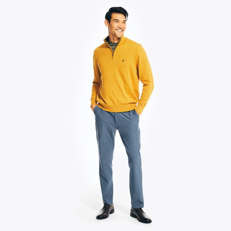 Men's Nautica Navtech Quarter-zip Sweaters Gold | JUrgoYRg