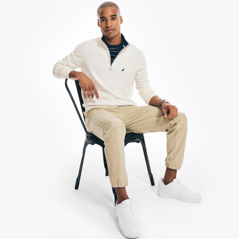 Men's Nautica Navtech Quarter-zip Sweaters Cream | cvGfWlwq