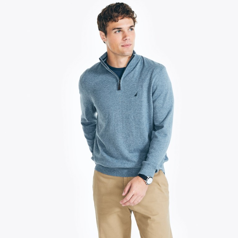 Men\'s Nautica Navtech Quarter-zip Sweaters Blue | l3Fun777