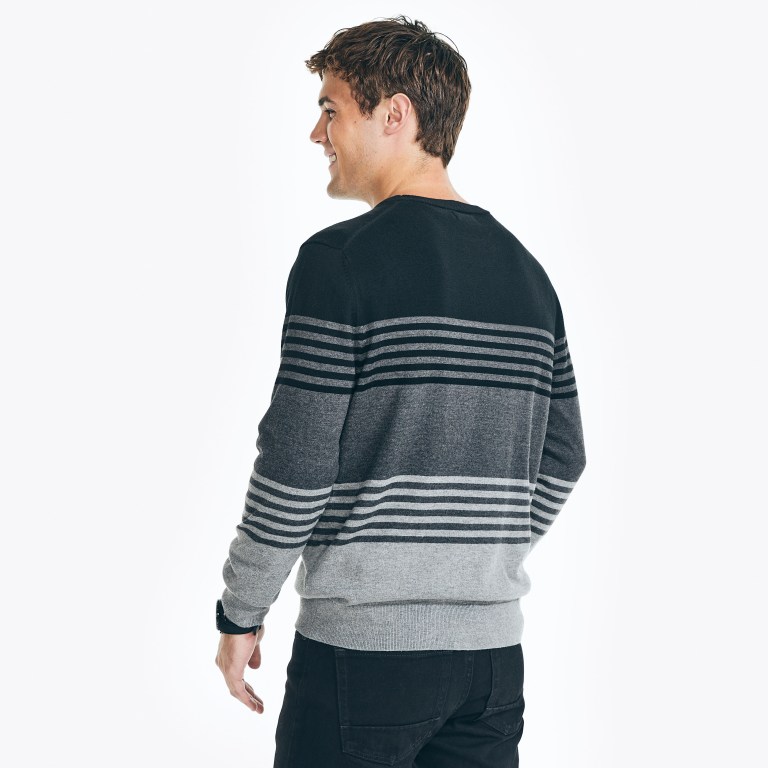 Men's Nautica Navtech Striped Crewneck Sweaters Grey | OO1hreC0