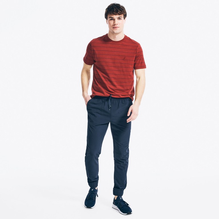 Men's Nautica Navtech Striped T Shirts Red | QknKNKUb