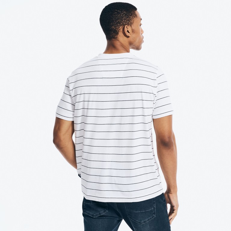 Men's Nautica Navtech Striped T Shirts White | SxmpJOSG