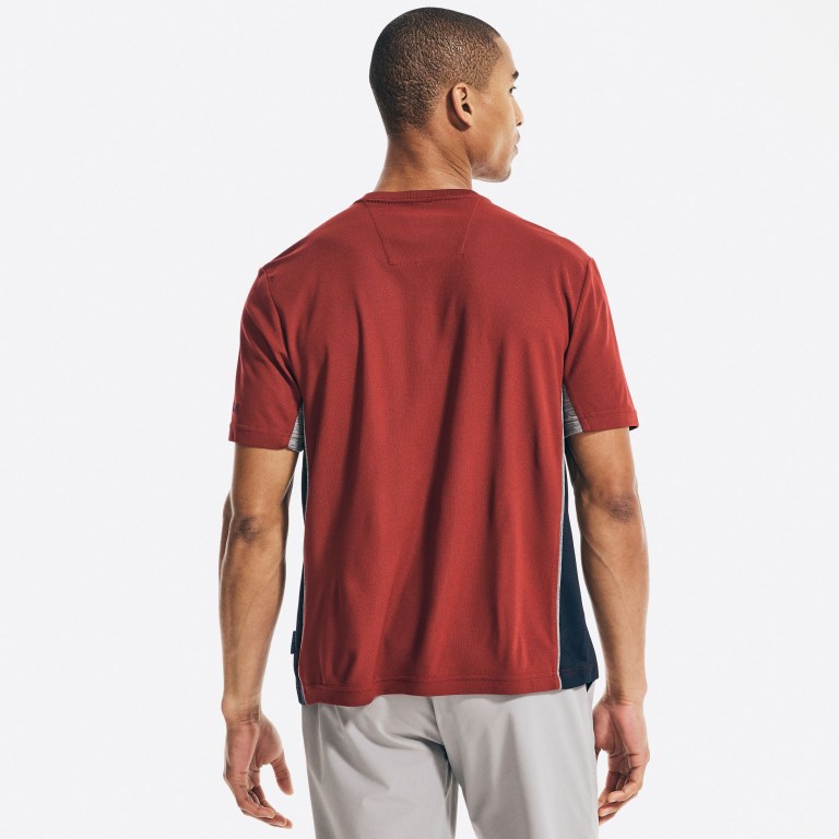 Men's Nautica Navtech Sustainably Crafted Colorblock T Shirts Red | JxZFPbfF