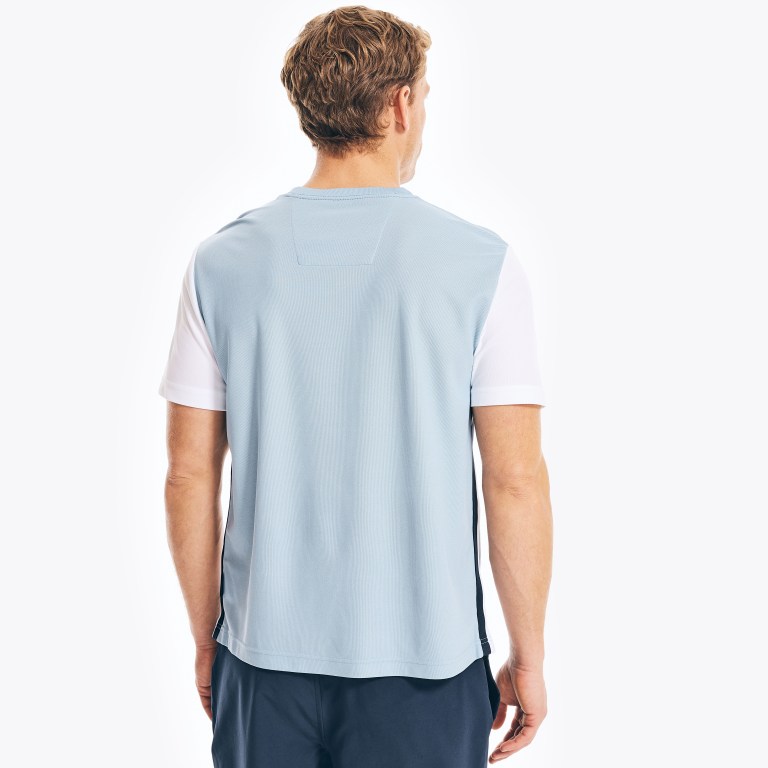 Men's Nautica Navtech Sustainably Crafted Colorblock T Shirts Blue | LgNEI5tN