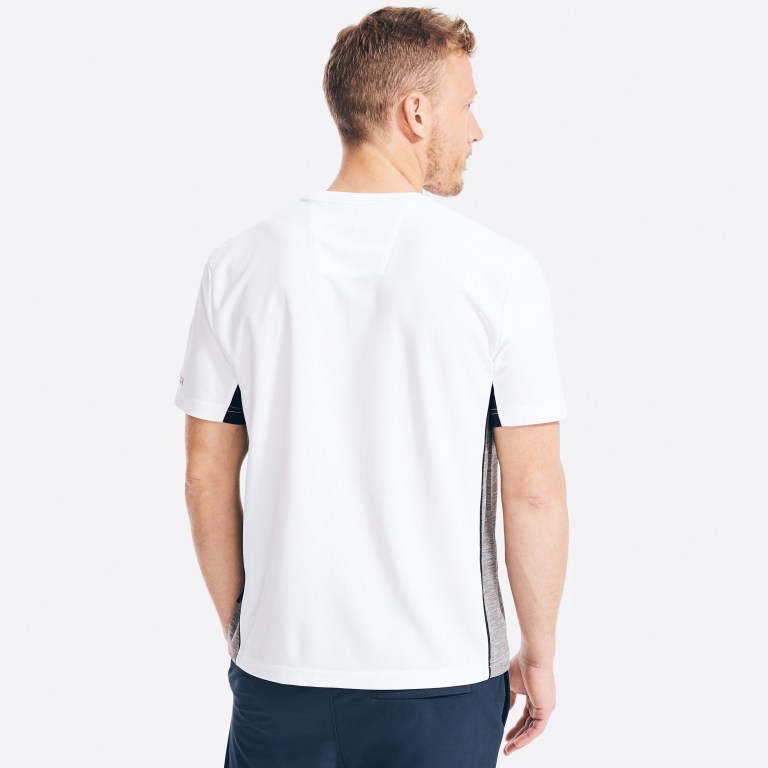 Men's Nautica Navtech Sustainably Crafted Colorblock T Shirts White | nLINycrI