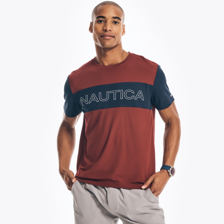 Men's Nautica Navtech Sustainably Crafted Logo T Shirts Red | oZPsRU5B