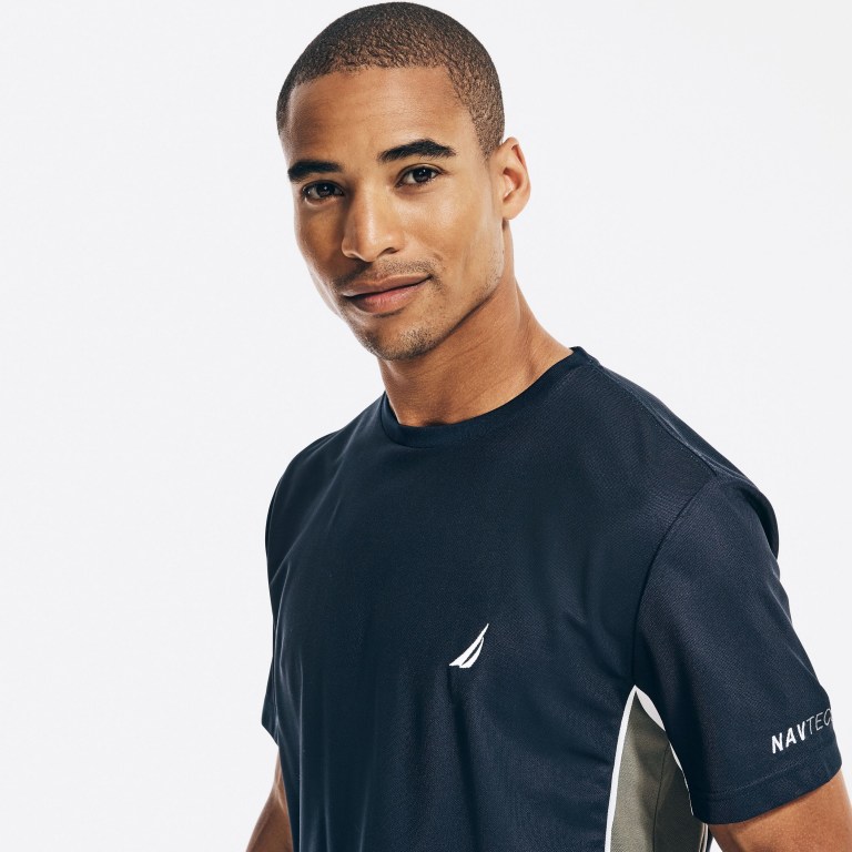 Men's Nautica Navtech Sustainably Crafted Colorblock T Shirts Navy | psmhFVVU