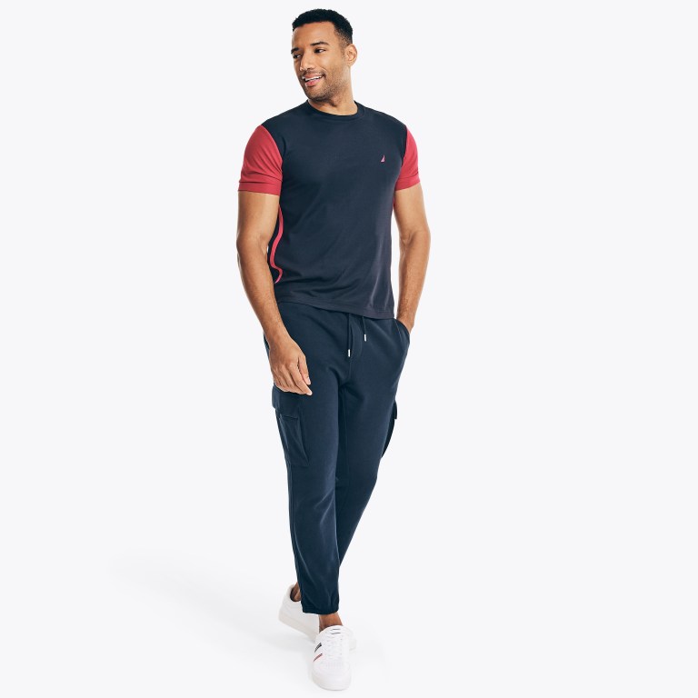 Men's Nautica Navtech Sustainably Crafted Colorblock T Shirts Navy | qimZfqz3