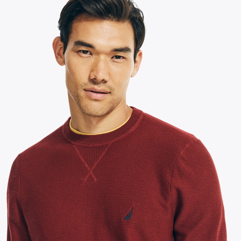 Men's Nautica Navtech Textured Crewneck Sweaters Red | pyNXQgrS