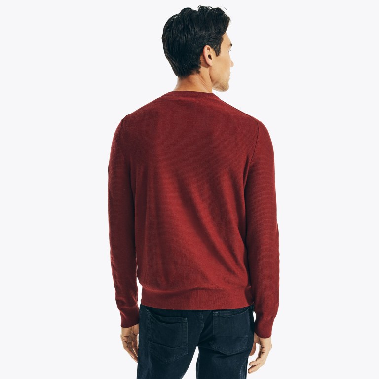 Men's Nautica Navtech Textured Crewneck Sweaters Red | pyNXQgrS