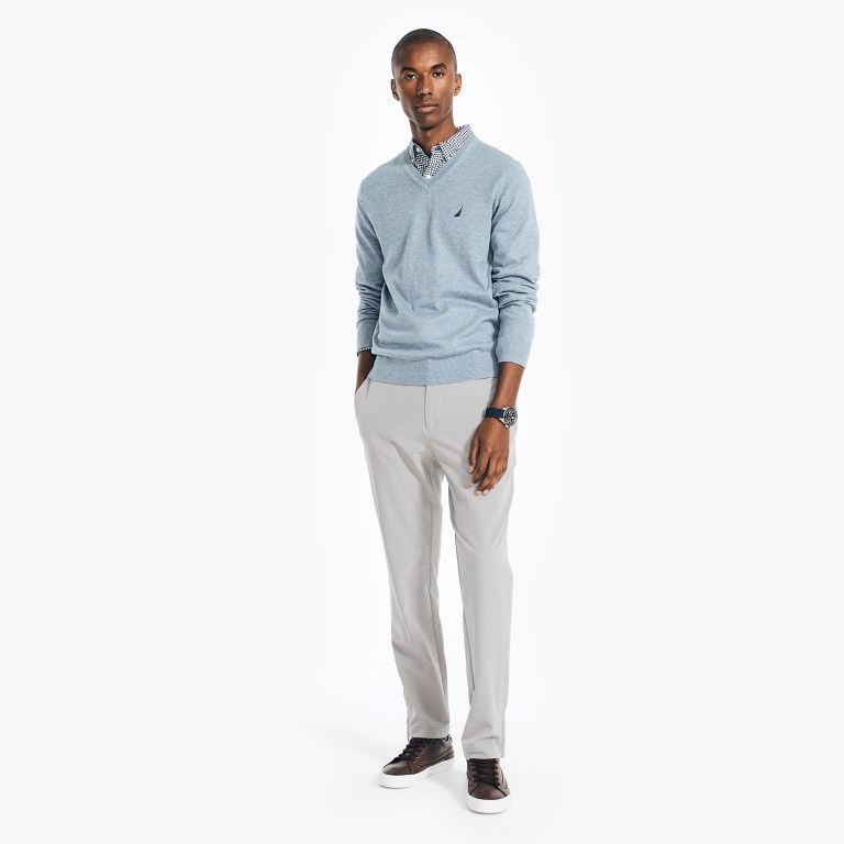 Men's Nautica Navtech V-neck Sweaters Blue | yv9OEnht