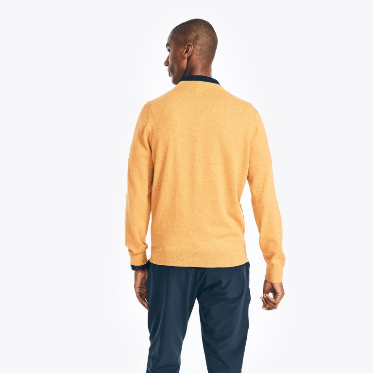 Men's Nautica Navtech V-neck Sweaters Gold | qyLpagyw