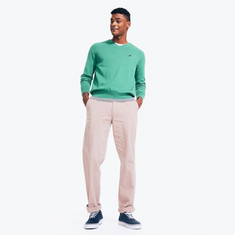 Men's Nautica Navtech V-neck Sweaters Green | 8jbtXXrm