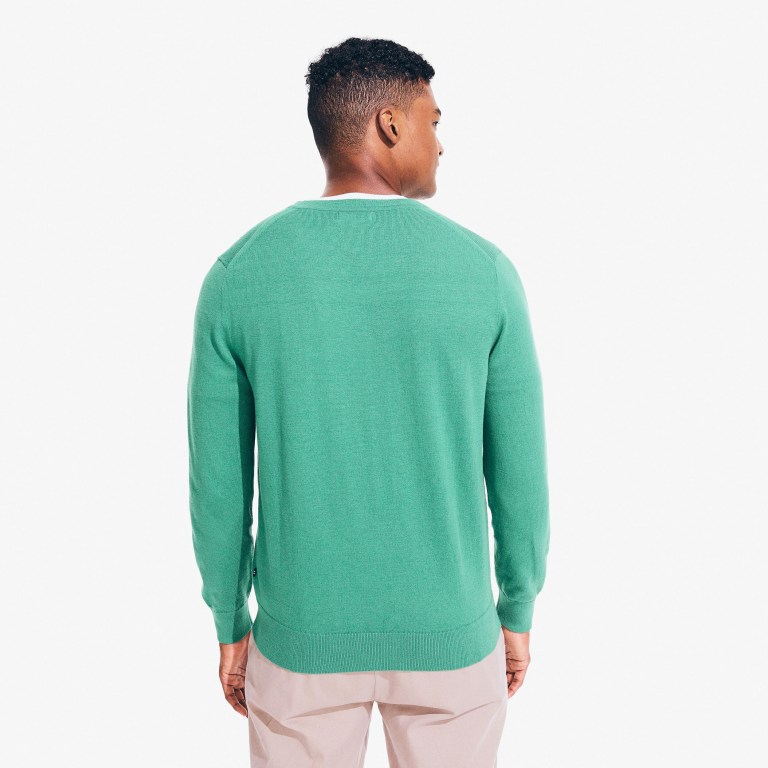 Men's Nautica Navtech V-neck Sweaters Green | 8jbtXXrm